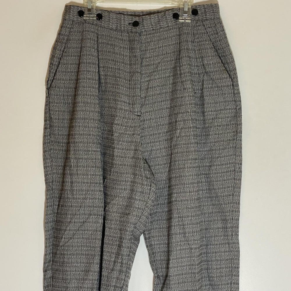 Vintage Kathy Ireland Dress Pants Juniors 9/10 Gray Check Pleated Tapered USA - Picture 2 of 16